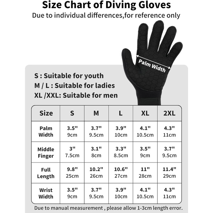 Чоловічі неопренові рукавички Sushall для плавання, серфінгу, каякінгу, дайвінгу, 3 шт., 5 мм, чорний (L)