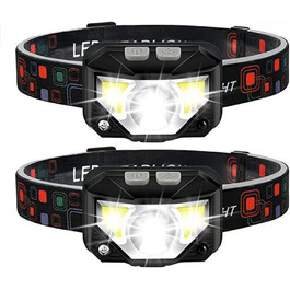 Налобний ліхтар 1200 люмен з регулюванням світла (білий/червоний), водонепроникний, з датчиком руху, 8 режимів. 2 шт.