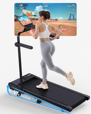 Бігова доріжка Walking Pad 4-в-1 з нахилом 6%, 12 км/год, складна, з APP та пультом, до 136 кг, чорна