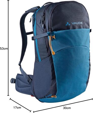 Рюкзак VAUDE Wizard 24+4 літри, водовідштовхувальний туристичний рюкзак для жінок і чоловіків, комфортна спинка, органайзер, колір синій Kingfisher
