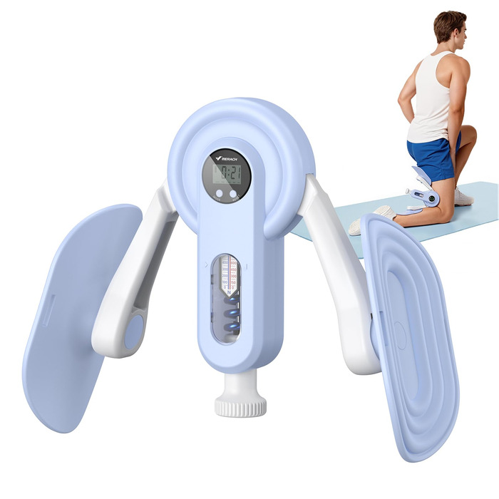 Тренування стегон MERACH Thigh Master – тренажер для ніг з регулюванням опору 400 N/600 N, 360° та тренажер для м'язів тазу для чоловіків та жінок. Фітнес-обладнання для дому, блакитний колір