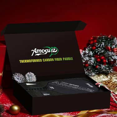 Ракетка для піклболу Amoswiz з карбону, 16 мм, T800 термоформована, для обертання, потужності та контролю, з чохлом та ластиком, подарунок для професіоналів та початківців (чорний)