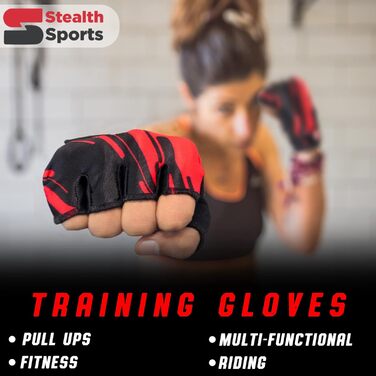 Спортивні рукавички Stealth Sports для фітнесу та важкої атлетики – дихаючі, з антиковзаючою поверхнею та підкладкою для кросфіту, бодібілдингу, велоспорту та силових тренувань, червоні