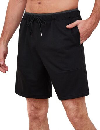 Чоловічі спортивні шорти Soer Activewear з кишенями та блискавкою, бавовняні шорти для бігу та відпочинку, чорні (XL)