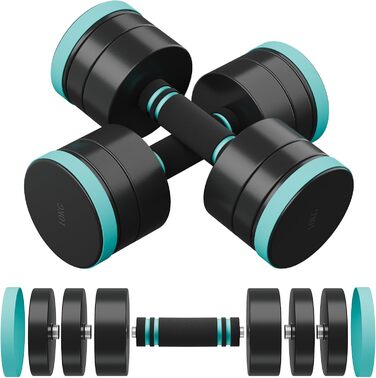Набір гантелей Dripex, регульовані гантелі 2 шт. зі сталі, вага 2.5 кг x 2, 5 кг x 2, 10 кг x 2, короткі гантелі для дому (2 x 10 кг)