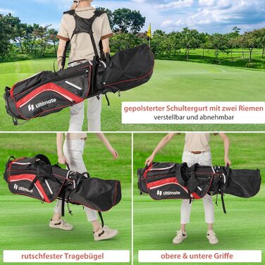 Сумка для гольфу GYMAX на штативі, 14 відділень, з водонепроникною накидкой, для чоловіків та жінок (червона)