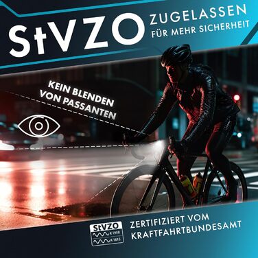 Набір велосипедних фар VELOJA 100 Люкс StVZO, передня і задня лампа, велосипедне освітлення USB, водонепроникні, LED OSRAM, 4 режими