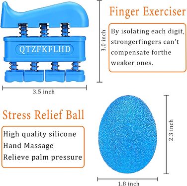 Набір для тренування сили хвата (5 шт.) Griffkrafttrainer, для розвитку м'язів та реабілітації, блакитний