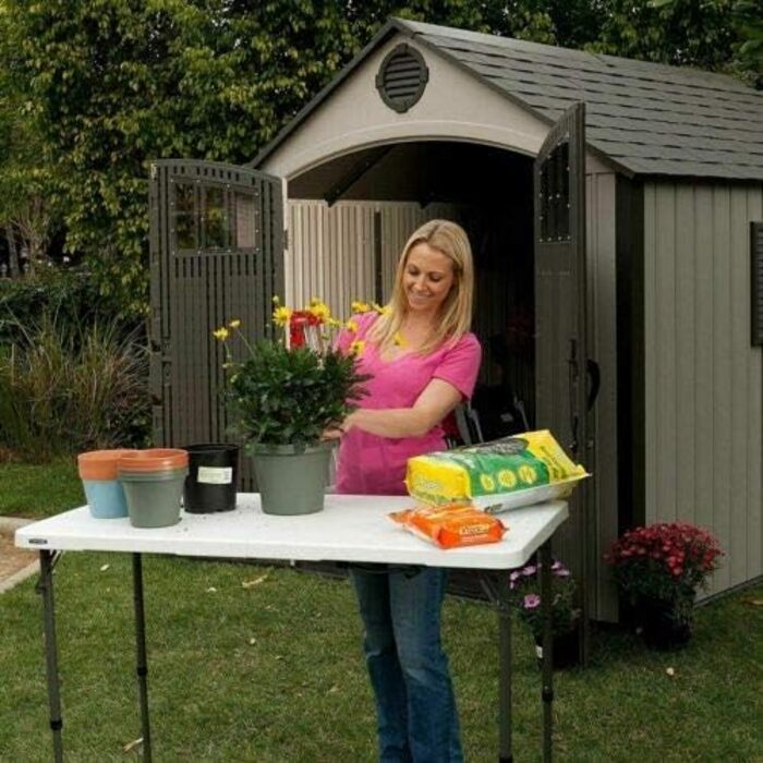 Складаний столик 60 см, портативний, для кемпінгу та пікніків, сад, на вулицю, регульована висота, алюмінієвий каркас, 60 x 45 x 25,9 см (Д x Ш x В)