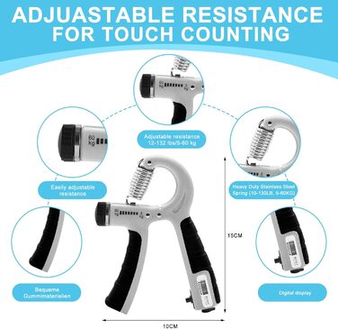 Набір для тренування рук та пальців (2 шт.), регульований, 5-60 кг, для спортсменів та відновлення