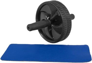 Брюшний ролик GORILLA SPORTS з килимком для колін, 27x18 см, гумовий, нековзкий, чорний — ролик для пресу, тренажер для пресу, абдомінальне колесо для домашніх тренувань