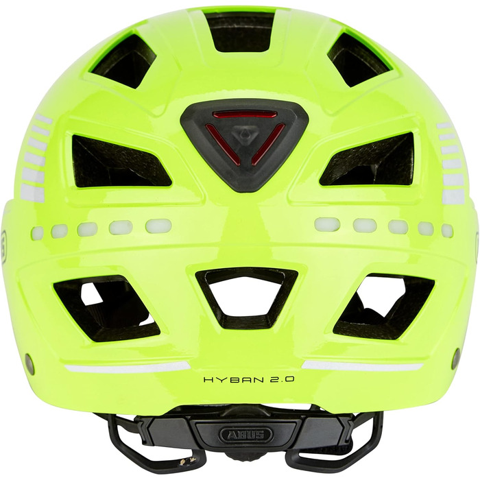 Велошолом ABUS Hyban 2.0 LED з переднім і заднім світлом, жовтий, XL (58-63 см), міцний корпус, для чоловіків і жінок