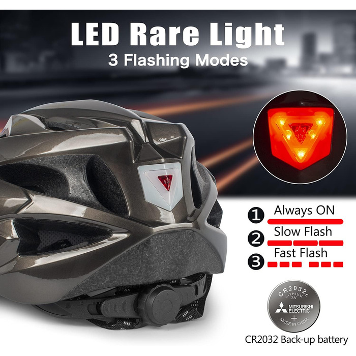 Велошолом Shinmax для чоловіків і жінок з візором, знімними окулярами, LED-підсвіткою, захистом, розмір 56-62 см, B-Titan, MTB/міський