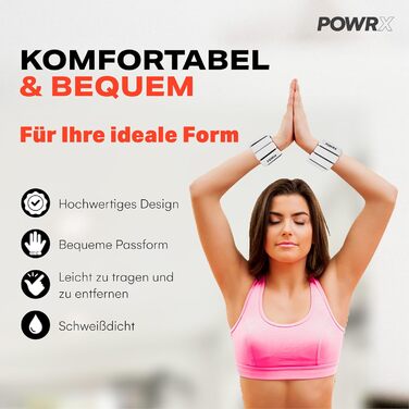 Ваги для зап'ястя PowrX для чоловіків: високоякісний силікон, нержавіюча сталь, зручні, легкі у чищенні, антибактеріальні, для фітнесу, тренувань, подорожей - Білий