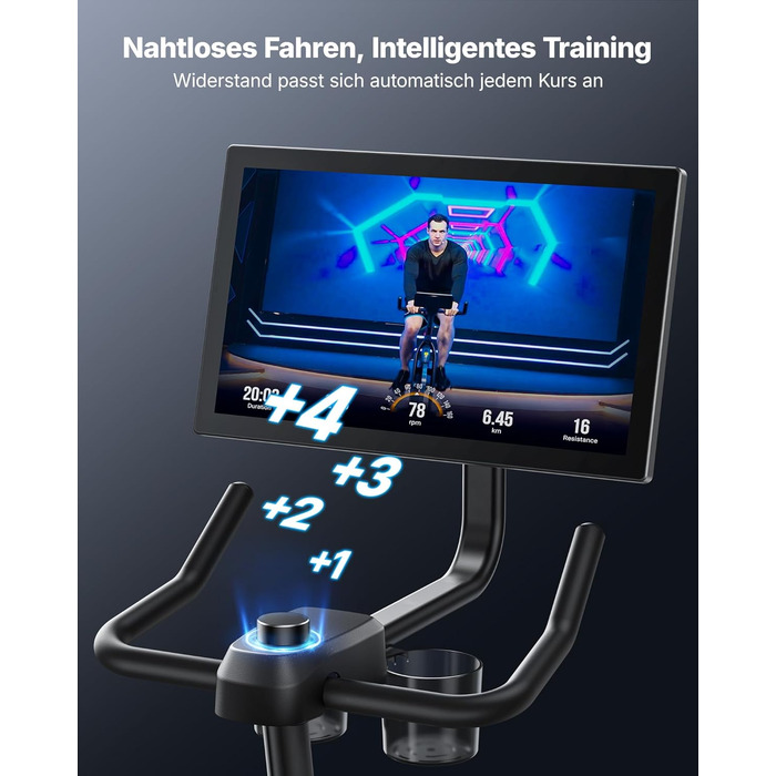 Велотренажер MERACH з магнітним опором, тихий, з покращеним амортизованим сидінням, власний додаток, стабільний H-фрейм, до 150 кг, блакитний з екраном