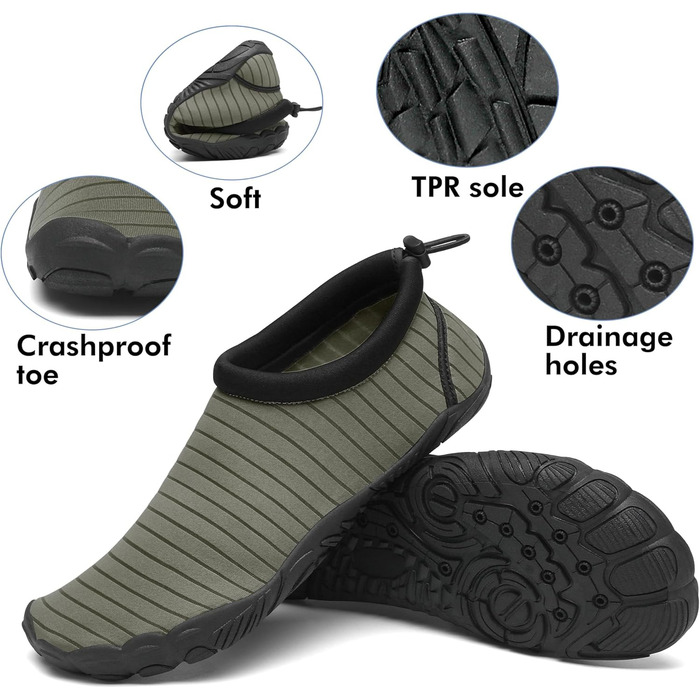 Чоловічі та жіночі аквашузи Mishansha для плавання та відпочинку на воді, чорні (44 EU)