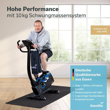 Ергометр Skandika Atlantis: велотренажер з керуванням через додаток (Kinomap, iConsole), Bluetooth, 10 кг маховик, вимірювання пульсу та жиру, 32 рівні навантаження, тихий, з транспортувальними колесами, до 150 кг