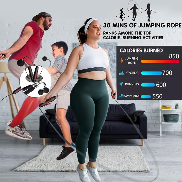 Стрибкове канат Enouke: 2 шт. (чорний/червоний) для кардіотренувань та витривалості, підходить для чоловіків, жінок та дітей