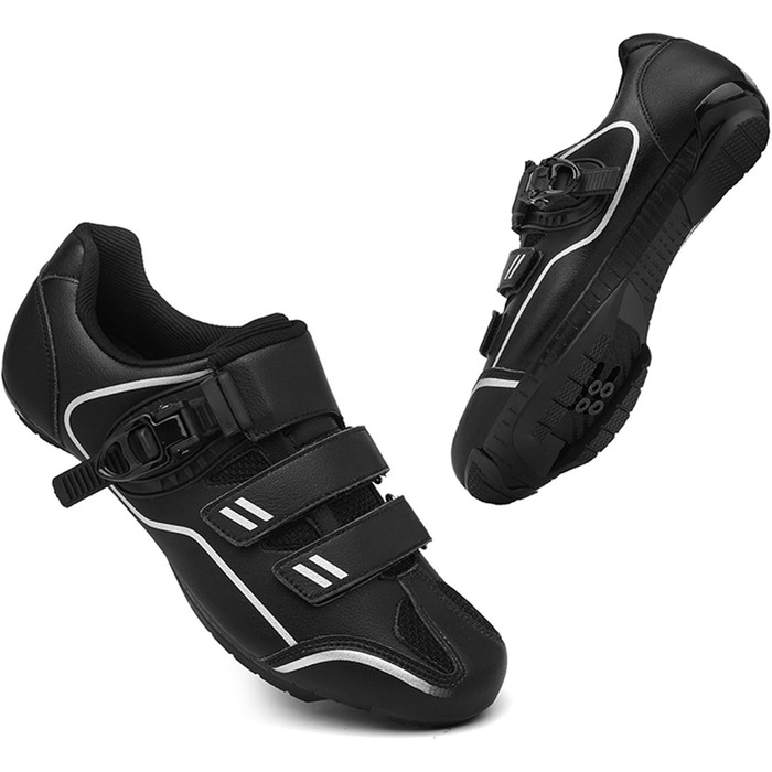 Велосипедні черевики MTB для чоловіків та жінок, сумісні з SPD, з клітами, чорні (42 EU)