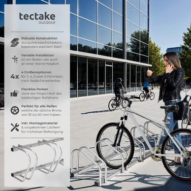 Підставка для велосипедів tectake®: для 4-5 велосипедів, електровелосипедів, гараж, стійка на підлозі або стіні