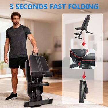 Складана лава для тренувань Hantelbank, 300 кг, регульована, багатофункціональна, для всього тіла