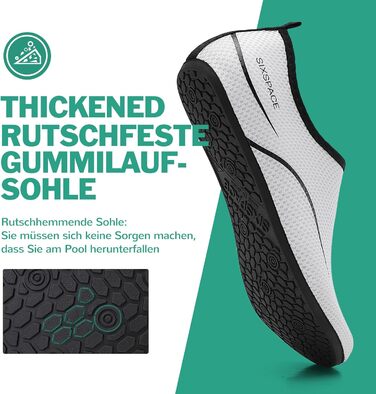 Чоловічі та жіночі аквашузи Sixspace для плавання, серфінгу, йоги. Швидко сохнуть, дихають, білі (35 EU)