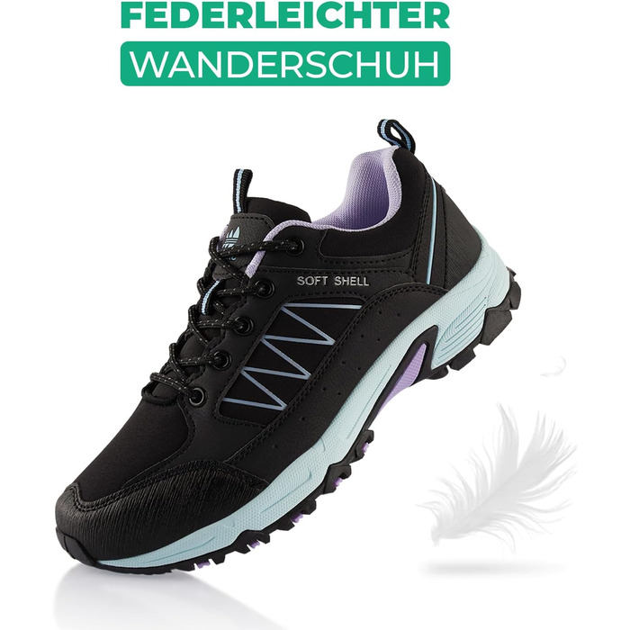 Черевики для туризму та трекінгу Softshell, жіночі та чоловічі, чорно-білі (39 EU)