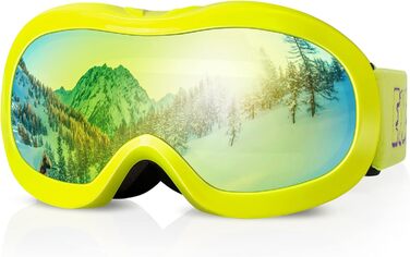 Дитяча лижна маска EXP VISION, антифог, UV-захист, для сноуборду, поверх окулярів, для хлопчиків і дівчат, жовта оправа/золота лінза