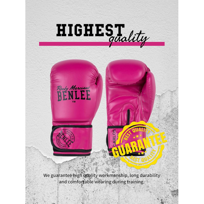 Боксерські рукавички BenLee з екошкіри Carlos (14 oz, Рожеві)