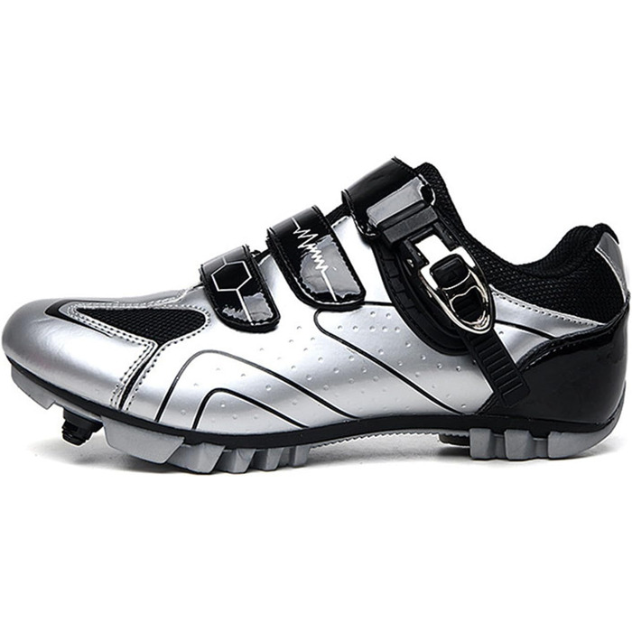 Велосипедні черевики для жінок та чоловіків, MTB, Mountainbike, кросівки, дихаючі, Outdoor, велосипедні, Spin, MTB черевики (44 EU, Срібний)