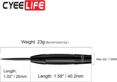 Дротики CyeeLife 28 г, 90% вольфрам, сталь, чорні, для дартсу