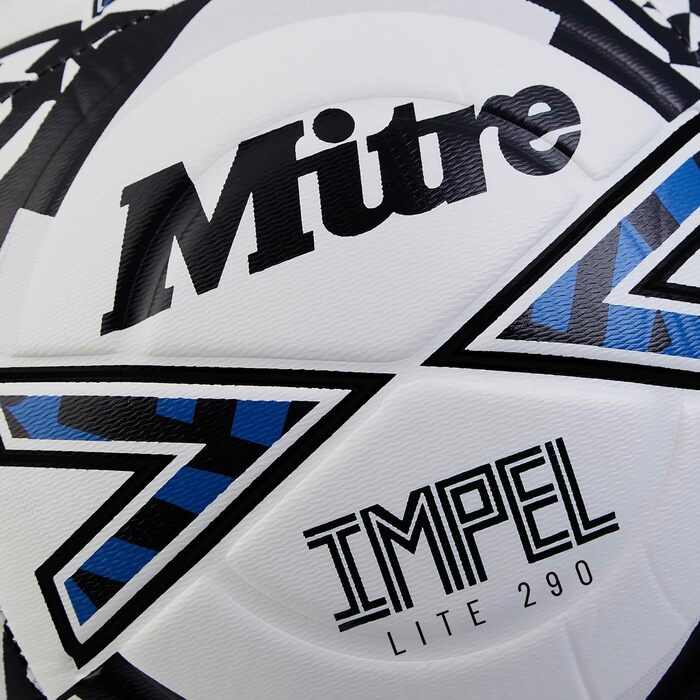 М'яч футбольний Mitre Impel Lite 360 – легкий, зносостійкий, розмір 4, білий/чорний/синій