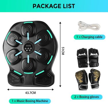 Музичний бокс-машина для фітнесу: 9 режимів, 8 м'яких точок удару, з рукавичками, для дітей та дорослих, монтаж без свердління
