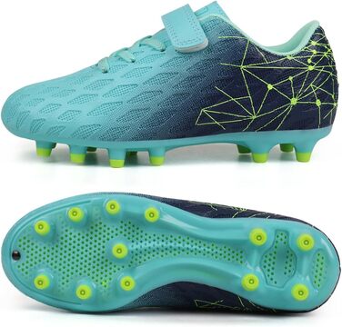 Дитячі футбольні бутси JABASIC Firm Ground для хлопчиків та дівчаток (26 EU, Зелений, Темно-синій)