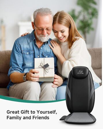 Масажне сидіння Snailax з функцією шиацу для шиї та плечей, масажер спини з підігрівом та вібрацією, крісло-масажер, подарунок для чоловіків та жінок