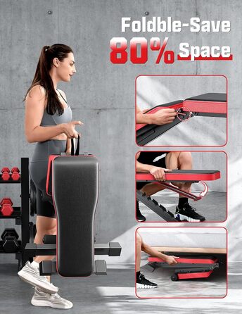 Регульована складана лава для тренувань з 9-рівневим налаштуванням спинки, чорна. Максимальне навантаження: 300 кг