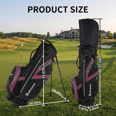 Легкий гольф-мішок Standbag з 8 відділеннями для чоловіків та жінок, преміум-якість, з дощовим чохлом, кишенькою для охолодження та комплектом аксесуарів (червоний/Ausflug, однотонний (Getaway Solids))