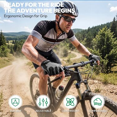 Рукавички велосипедні чоловічі Konvinit літні безпальцеві MTB, для гірського та шосейного велосипеда, дихаючі, антиковзкі, амортизуючі, XL сірі