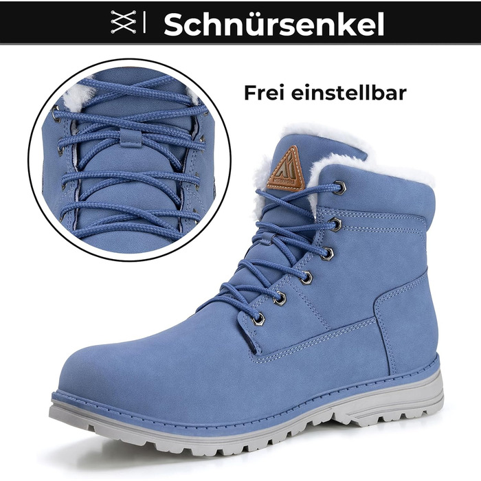 Зимові черевики Mishansha для чоловіків та жінок. Теплі, з підкладкою, зимові чоботи для активного відпочинку. Розміри 36-48 EU, колір блакитний.