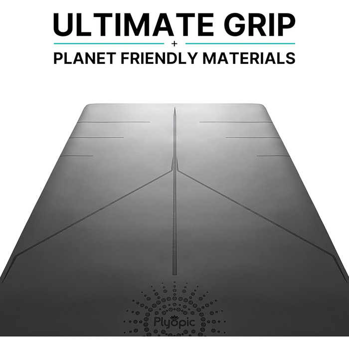 Преміум килимок для йоги Plyopic Ultra-Grip Pro — антиковзкий, стійкий до поту, з лініями вирівнювання, для йоги, пілатесу, тренувань, Бікрам та хот-йоги