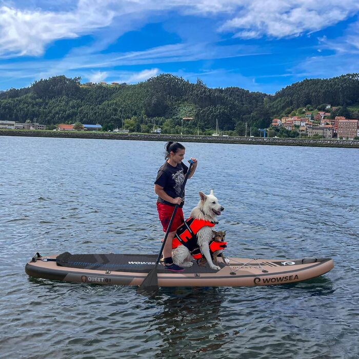 WOWSEA SUP дошка надувна гоночна 426/385 см, з кріпленням для камери, для змагань та відпочинку (пісочний)