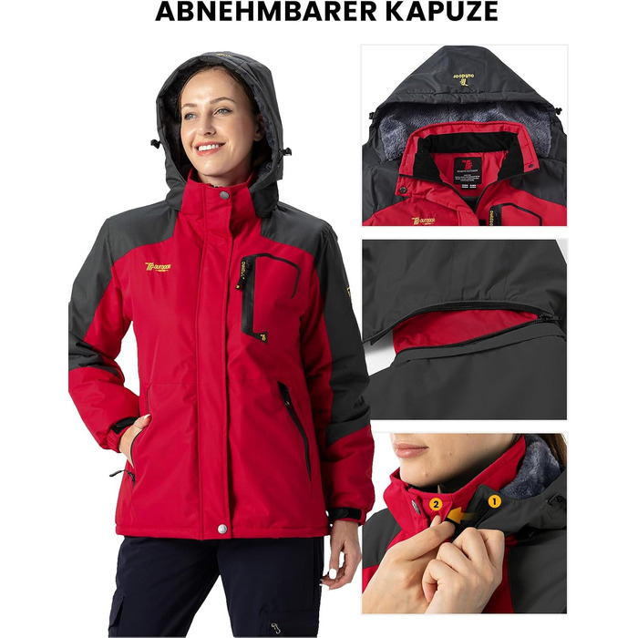 Жіноча куртка: флісова, зимова, водонепроникна, дихаюча, тепла, вітрозахисна, софтшел з капюшоном (S, червона)