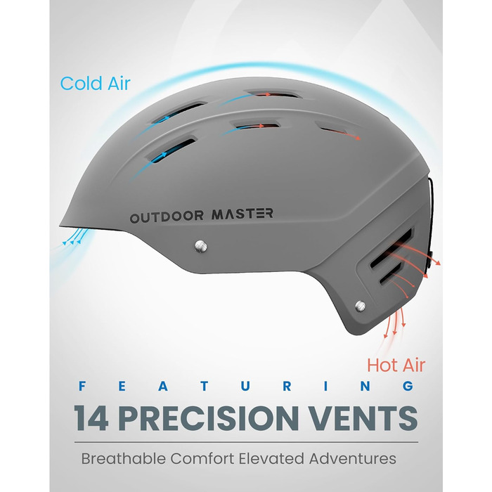 Шолом OutdoorMaster Kelvin II унісекс для сноубордингу та катання на лижах, сірий матовий (48-54 см)