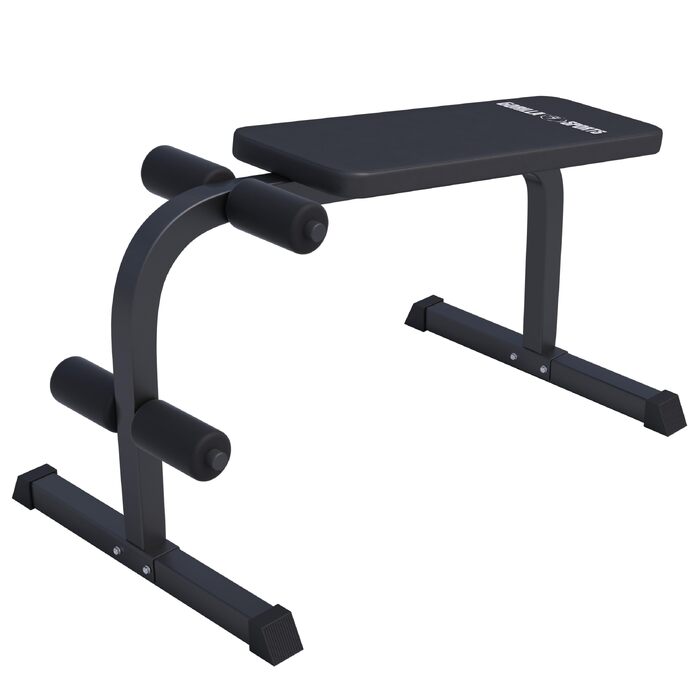 Тренажер для преса та спини GORILLA SPORTS® (скамья для скручиваний), 120x67x49–63 см, сталевий каркас, фіксація ніг, до 150 кг