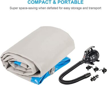 Гімнастичний надувний мат LSLIFE для дому: 3M, 4M, 5M, 6M, товщина 10 см, з електричним насосом. Підходить для гімнастики, йоги, акробатики, дітей та водних розваг. Колір: блакитний.