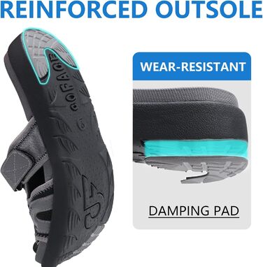 Чоловічі спортивні сандалії COFACE для відновлення після навантажень, підтримка склепіння стопи, ортопедичні, розмір 40-48 (40 EU, сіро-чорний)