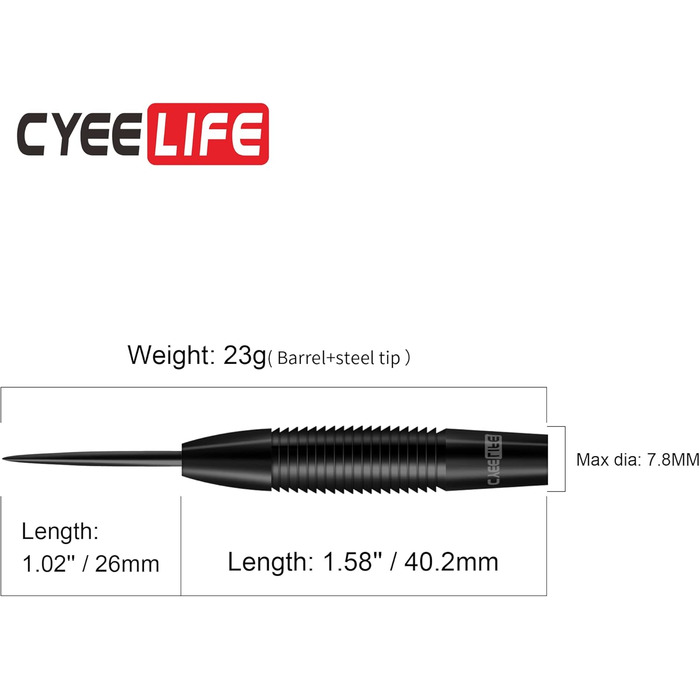 Дротики CyeeLife 28 г, 90% вольфрам, сталь, чорні, для дартсу