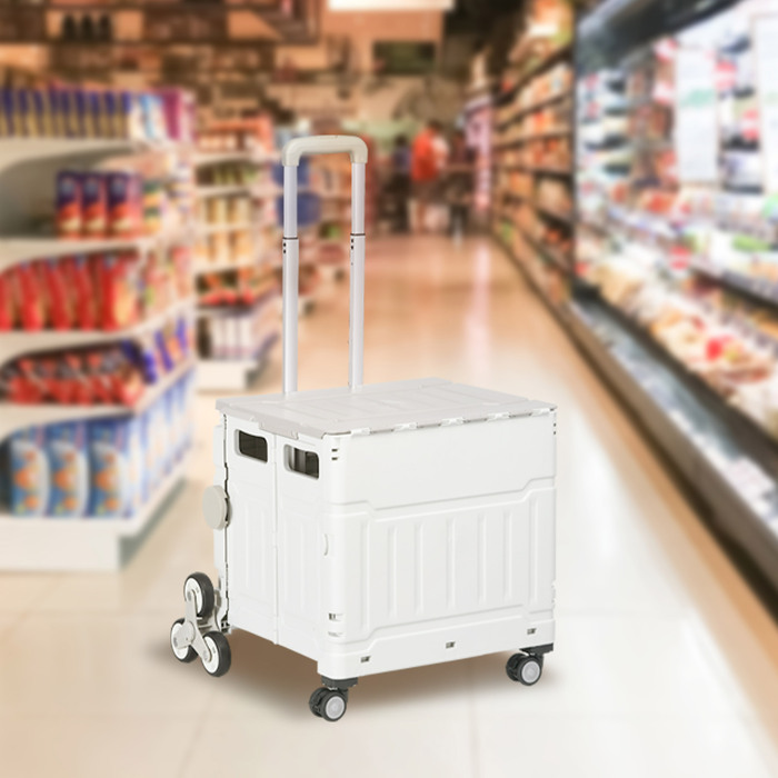 Трансформер для підйому сходами HOMCOM – мобільна складана коробка для перевезення вантажів. Максимальне навантаження: 65 кг. Білий колір.