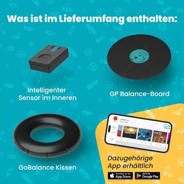 Балансувальна дошка GoBalance Play з Bluetooth-сенсором, 12 ігор для тренування, координації та фітнесу для підлітків і дорослих