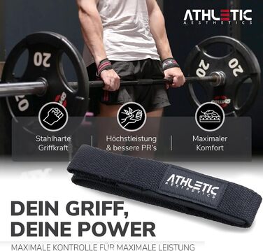 Ляшки для важкої атлетики Athletic Aesthetics - Професійні ремені для підйому ваги 60 см, для фітнесу, пауерліфтингу, тяги - пара, чорний (силікон)